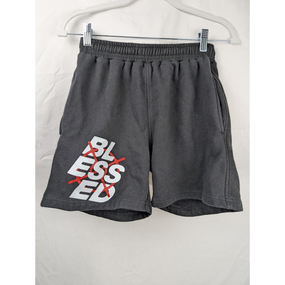Blessed Apparel Graphic Streetwear Sweat Shorts Size S Black Lounge Athleisure